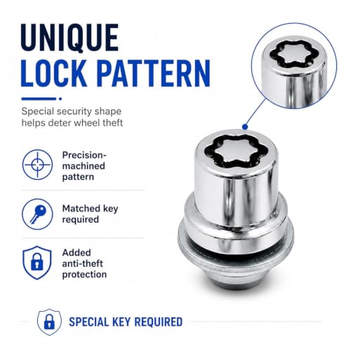 00276-00900 Wheel Lock Lug Nuts M12 x 1.5 for Toyota Lexus, 4 Locks + Key 00276-00900