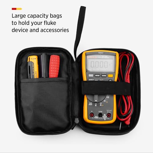 KingSung Zippered Soft Tool Carrying Case for Fluke 117/116/115/114/113 Digital Multimeter 62 Max and Many More, with Smooth Zipper and Thick Wrist Strap, Built-in Shock-Proof Cotton, Double-Layer