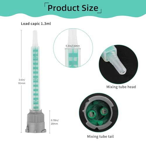 50 Pcs 3.5 Inch Epoxy Mixing Nozzle Tips, Static Mixer for Adhesive Glue Gun (1:1 & 1:2 Ratio),Fits 50ml/1.7oz Cartridges 50 Pcs 3.5 in