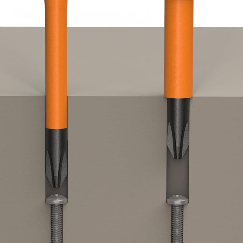 Klein Tools 6946INS 1000V Slim Tip Insulated Screwdriver, Made in USA, Screwdriver with 6-Inch Round Shank, #2 Square Tip, Cushion Grip Handle