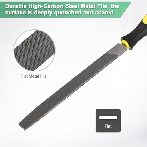 M METERXITY Flat Metal File 12 Inch, High Carbon Steel Diamond Hand W PVC Grip Handle for Wood/Metal/Ceramic/Glass/Stone/Jewelry/Tile/Model/DIY/Sharpening File 1
