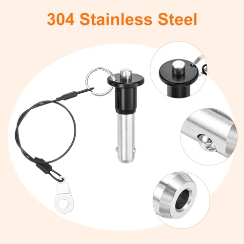 uxcell 2 Pcs Quick Release Ball Locking Pin, 12mm x 36mm, Stainless Steel, Silver 1/2" x 1"