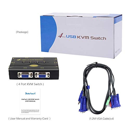 4 Port VGA KVM Switch with USB Hub and Audio Support Wireless Keyboard Mouse Connection and Push Button Switching Function CKL-41UA