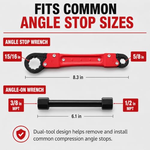 8-Piece Angle Stop Wrench Kit with Compression Sleeve Puller
