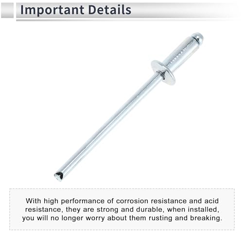 50 Pcs Dome Head Large Flange Blind Rivets 3mm Grip Diameter 8mm Grip Length 6mm Flange Diameter Silver Tone Iron