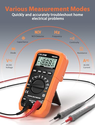 Digital Multimeter,Multimeter Tester, High Sensitivity Voltmeter Ammeter Ohmmeter NCV Circuit Checker Measures AC/DC Voltage,AC/DC Current, Resistance, Diodes, Continuity, Transistor Black