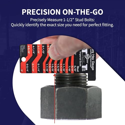 HexSizer 10-Pack Heavy Hex Gauge, Nut & Bolt Sizer Set - Red on Black