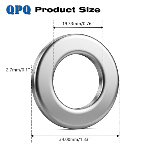 M18 Flat Washer 304 Stainless Steel, 18mm ID 34mm OD 3mm Thick, 20 Pcs