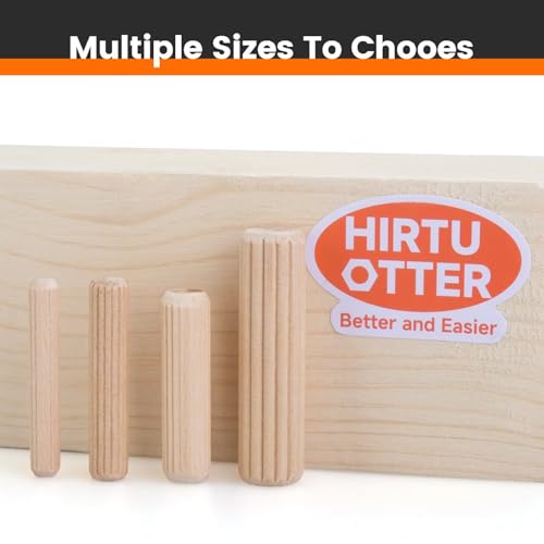 200 pcs 1/4" x 2" Wooden Dowel Pins, Hardwood, Kiln-Dried Fluted & Beveled Design for Easy Insertion for Woodworking, Furniture, Crafts & DIY Projects (M6 x 50) 1/4" x 2" 200
