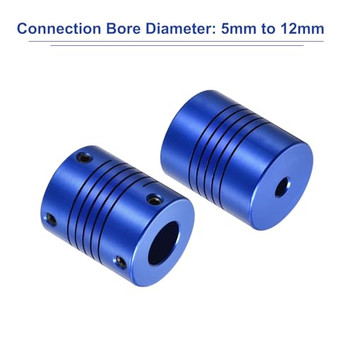 uxcell 5Pcs 5mm to 12mm Aluminum Alloy Shaft Coupling L30xD25 Flexible Coupler with Screws Beam for 3D Printer CNC Machine DIY Encoders and Motors Shaft,Blue 5