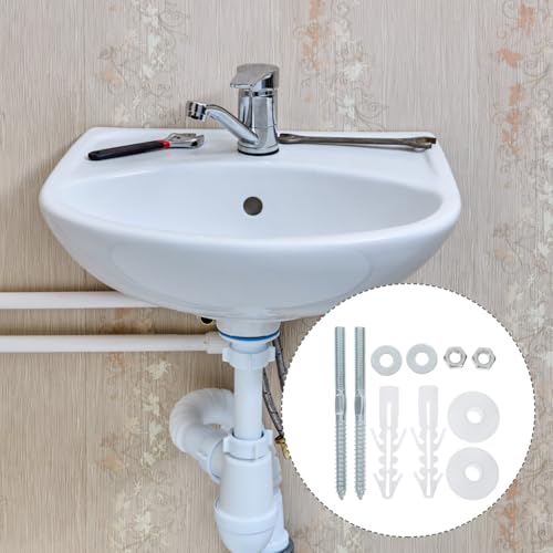 1set Heavy-Duty Basin Mounting Kit Secure Wall-Mount Sink Fixings Screws Bolts and Washers Installation of Bathroom Fixtures (Pack of 2) 11.00X0.80X0.80CM (Pack of 2)