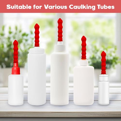SNAIL GARDEN 102Pcs Reusable Caulk Caps with Scratch Awl & Cleaning Pads, Elastic Caulk Tube Sealer Caps for Sealing Various Caulking Tubes