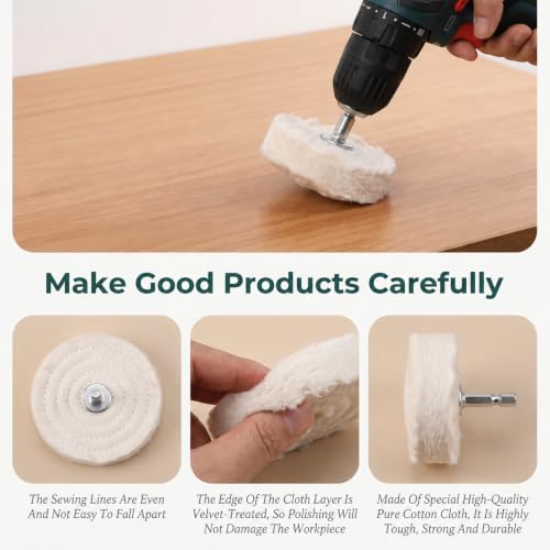 19 Pcs Buffing Wheel for Drill, Polishing Wheel Kit with 6 Pcs