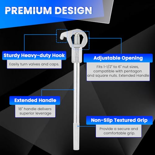 Fire Hydrant Wrench, Heavy Duty Adjustable Hydrant Spanner Wrench