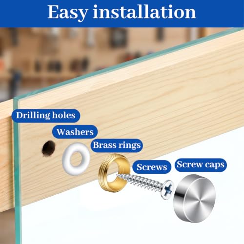24 Pcs Screw Cap Covers Decorative Screws with Caps Mirror Stainless Steel Screw Cover Cap Brushed Finish Decorative Screws Cover Fasteners for Sign Advertising Mirrors - 0.63"/16mm Diameter