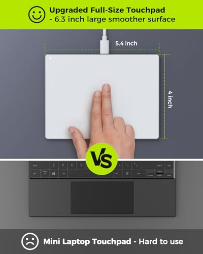 seenda Trackpad, External USB Touchpad High Precision Aluminum Track Pad with Multi-Touch Navigation Plug and Play for Windows 11/10 Desktop/Laptop/Notebook Computer PC (White) White