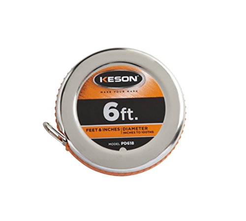 Keson PD618 Diameter Measuring Tape with Steel Blade and Case, 1/4-Inch by 6-Foot