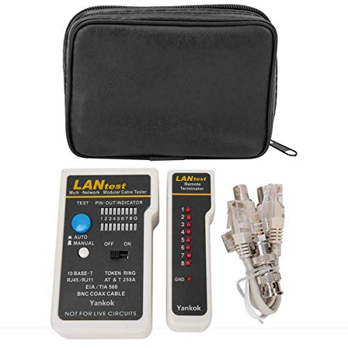 Yankok LANtest Multi-Network Modular Cable Tester Kit for Cat5/5e Cat6, Coaxial, RJ45 RJ11, TIA-568A/568B, Token Ring and Telephone Cables RJ45 & COAX (Black)