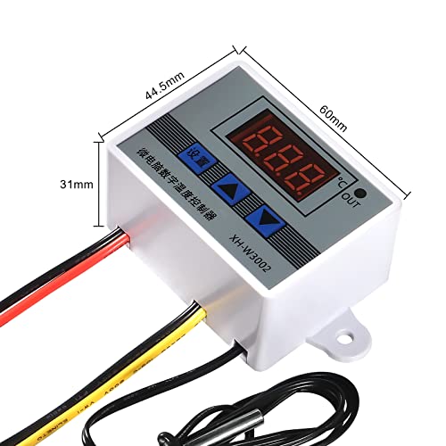 4pcs Digital Temperature Controller XH-W3002 LED Thermostat Switch 12V Temperature Relay Switch Module Programmable Minus 50 to 110 Degree Heating Cooling Thermostat