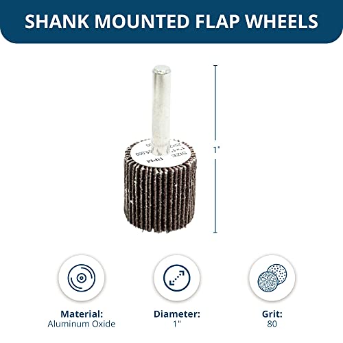 Benchmark Abrasives 1" X 1" (1/4" Shaft) Aluminum Oxide Flap Wheel - (10 Pack) (80 Grit) 80 Grit