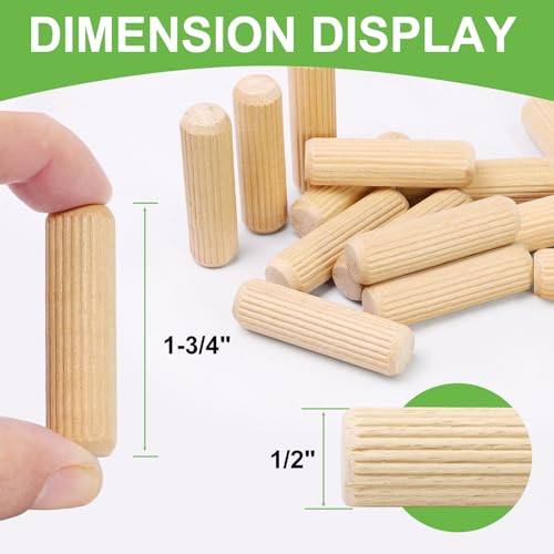 1/2" x 1-3/4" Wooden Dowel Pins - FoDau770 Beech Wood Dowel Rods - 200 Pcs 1/2" x 1-3/4"