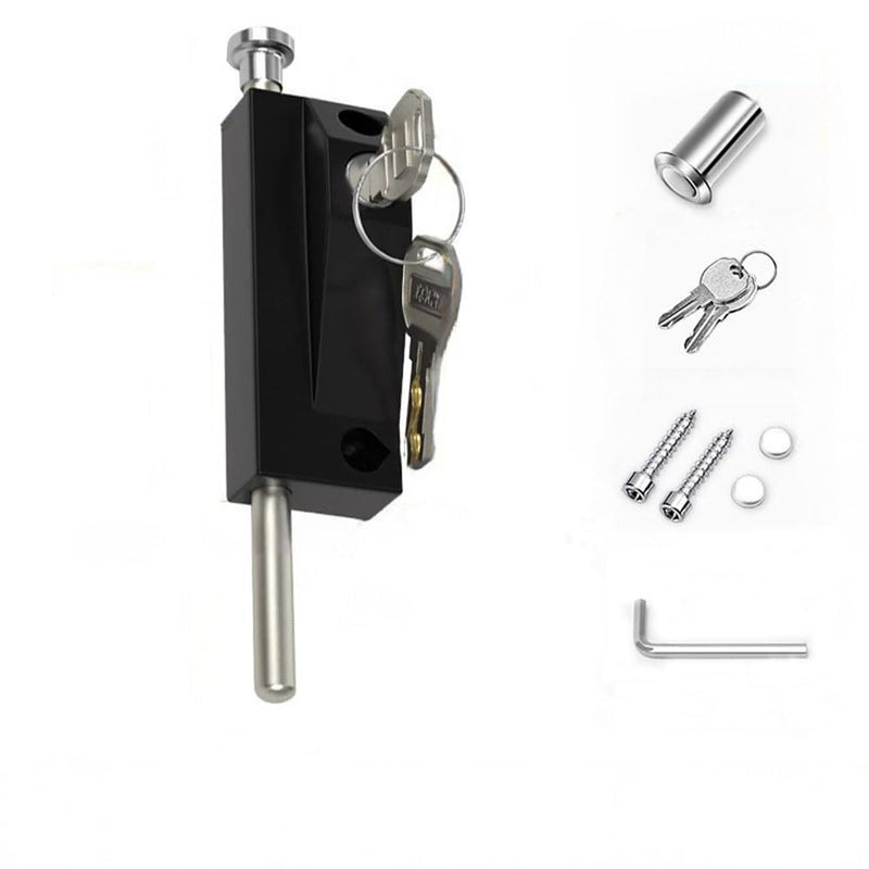 Patio Door Lock for Enhanced Home Security，Patio Doors Black Auxiliary Security Lock, Sliding Patio Door Two Keyed with Bolt Lock