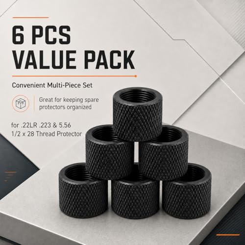 12-Pack 6 x 5/8x24 & 6 x 1/2x28 Thread Protector, Steel Black 6P-5/8x24 & 6P-1/2x28