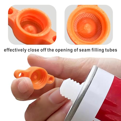 Caulk Tube Saving Caps and Unclogger,Reusable Caulking Saver Cover Tool Accessory,Seal and Preserve Open Caulking Tubes for Prevent Drying and Leakage,2 Piece Set Orange