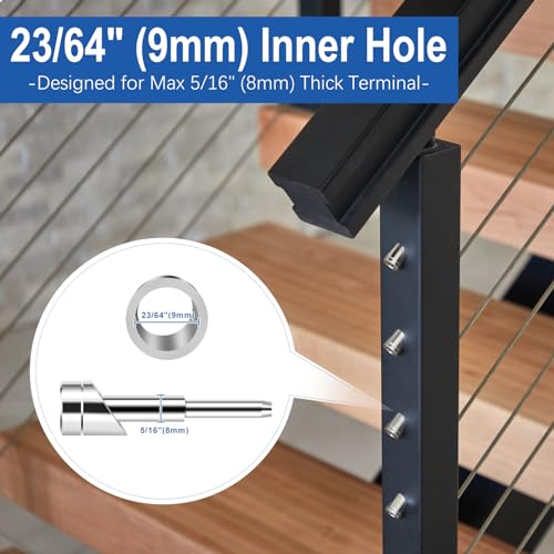 24 Pack Beveled Angle Washers 25/64", 33° Handrail Angle Washer Max for 5/16" Cable Railing Hardware Kit, Marine Grade SST316 Quality for Stair Deck Metal Wood Aluminum End Posts 24x Angle Washers