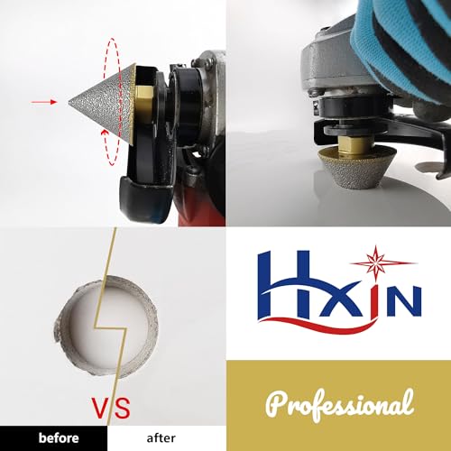 Brazed Diamond Finger Milling Bit with 5/8-11" Diamond Cone Chamfer Bit End Mill Router Bit for Dry/Wet Enlarging Shaping Hole on Porcelain Ceramic Tile Granite Marble 2,CB0338(1/8" to 1-1/2") CB0338 (1/8" to 1-1/2") 2pcs Beveling Chamfer Bit