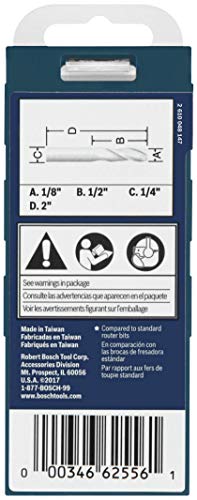 Bosch 85908MC 1/8 in. x 1/2 in. Solid Carbide Double-Flute Upcut Spiral Router Bit