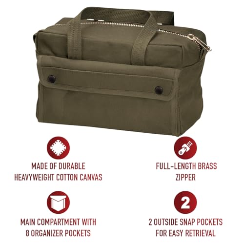 Rothco Mechanics Tool Bag with Brass Zipper Olive Drab