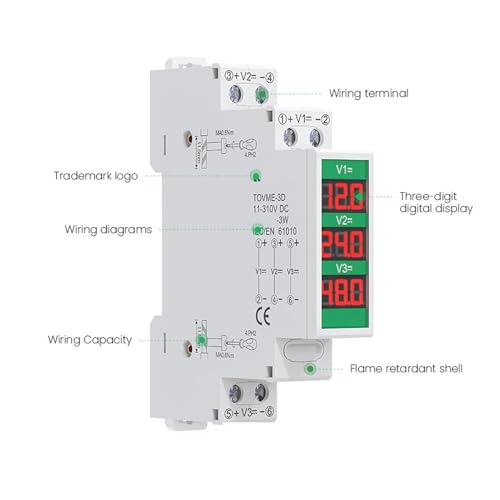 Garosa DIN Rail Voltmeter 3 Digits DC 11V to 310V Voltage Range Voltage Meter LCD Display with Switch Output Function Isolated Triple Way Modular Electrical Instrument