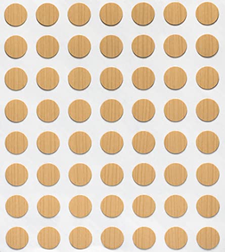 FastCap - Screw Hole Covers, 1/2" (13mm) Stickers - Professional Woodworking & Cabinetry - 5 - Sheets (280 - Caps) - Woodgrain PVC, Color - American Maple