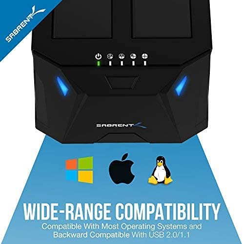 Sabrent USB 3.0 to SATA I/II/III Dual Bay External Hard Drive Docking Station + 2.5-Inch SATA to USB 3.0 Tool-Free Clear External Hard Drive Enclosure