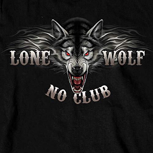 Hot Leathers Black Lone Wolf No Club Biker Long Sleeve Double Sided T-Shirt 3X-Large