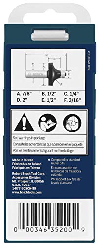 Bosch 85293MC 7/8-Inch Diameter 31/64-Inch Cut Carbide Tipped Roundover Router Bit 1/4-Inch Shank With Ball Bearing