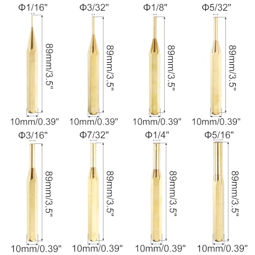 HARFINGTON 8pcs Brass Punch Set 1/16" 3/32" 1/8" 5/32" 3/16" 7/32" 1/4" 5/16" Non-marring Drive Pin Punch Cylindrical Alignment Punches for Watch Repair Jewelry and Craft