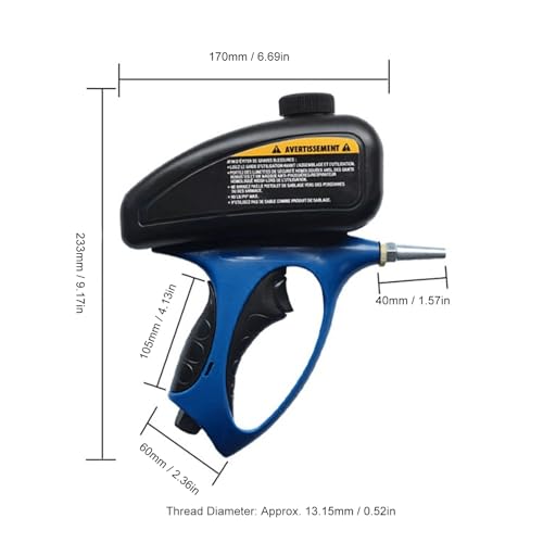 Sand Blasting Gun with Fast Plug-in ConnectorSoda Blaster for Manual Automatic Surface Cleaning, Furniture Refinishing, and Rust Removal (90 PSI, 500ml Capacity)