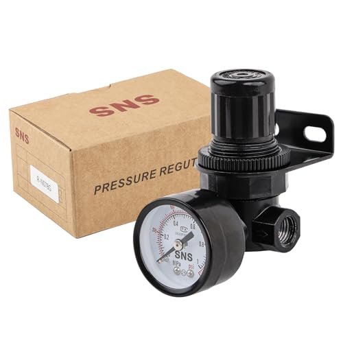 SNS Air Compressor Pressure Regulator With Bracket and Gauge Female Thread 1/4 NPT Adjustable R-N07BG 1/4 inches