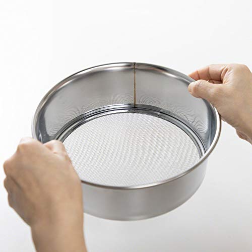 Wazakura Stainless Steel Soil Potting Set with 3PCS Soil Sieve Set and Soil Scoop, 3 Interchangeable Sieve Mesh Filter Sizes, Bonsai Gardening Tool Kit - Sieve + Scoop 8-1/4inch (210mm) Soil ieve + Soil Scoop