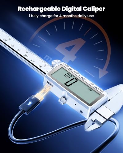 HARDELL Digital Caliper, 6" Rechargeable Calipers with Large LCD Screen