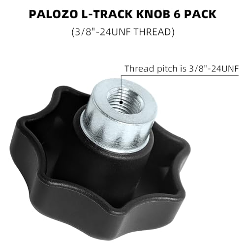 L-Track Fastening Knob, 3/8"-24UNF Thread, 6 Pack