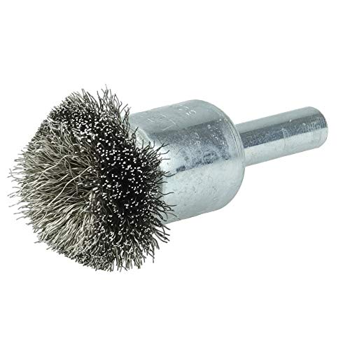 Weiler 10043 1" Circular Flared Crimped Wire End Brush.008 Stainless Steel Fill, Made in the USA 0.008 Wire Size