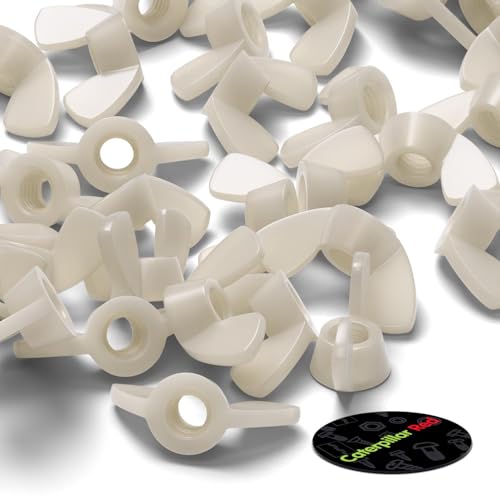 50x Natural Nylon Plastic Butterfly Wing Nuts M8, Thumb Nuts