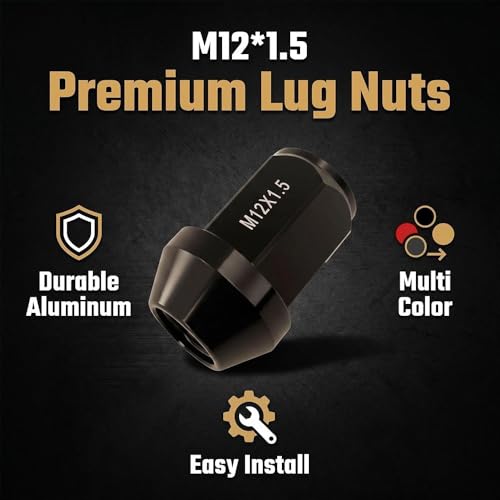 M12x1.5 Wheel Lug Nuts, Lightweight Aluminum Alloy Set, 20 Pcs Racing Red