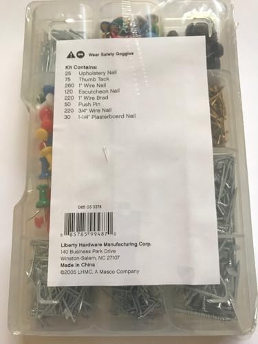 Rocky Mountain Goods 1000-Piece Assortment Kit – Push Pins, Thumb Tacks, Upholstery Nails, Wire Brads, Plasterboard Nails, Escutcheon Nails, Big and Small Nails – Home Everything Kit with Storage Case