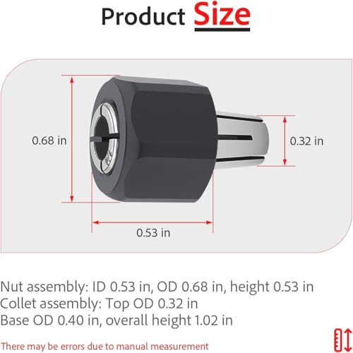 Self-Releasing Collet and Locking Nut Assembly 48-66-0974 48-66-2485 Replace 48-68-0031 14-46-0166 Collet Nut 2485-20 2486-20 48-66-0975 1/4"（6.35mm) Collet 48-66-0985