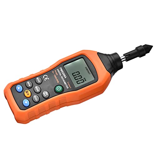 Eujgoov PEAKMETER Contact Type Digital Tachometer for Motor Speed Measurement 50 to 19999RPM with Precision Machined BatterySaving Features and Advanced LCD Display