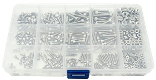 480Pcs #2-56#4-40#6-32 UNC Stainless Steel Hex Socket Head Cap Screws Nuts Assortment Kit #2-56，#4-40，#6-32